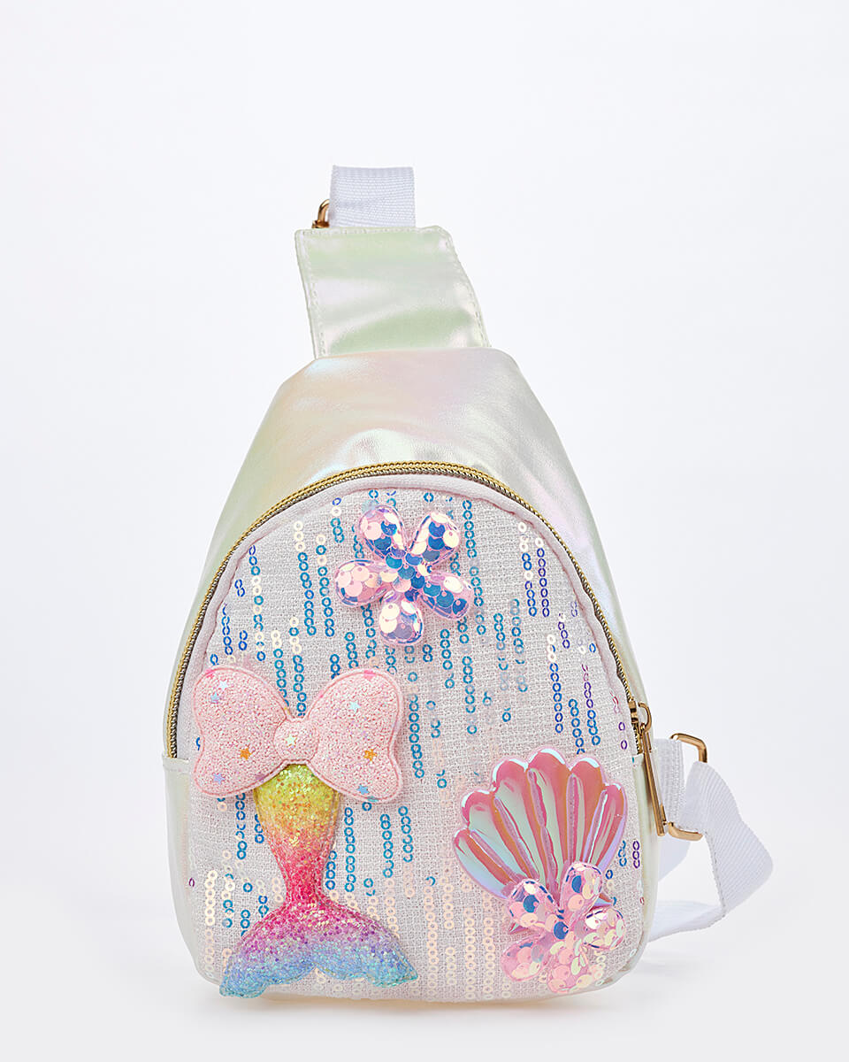 Παιδικό Χιαστί Τσαντάκι Γοργόνα & Κοχύλι XK-10008 IVORY