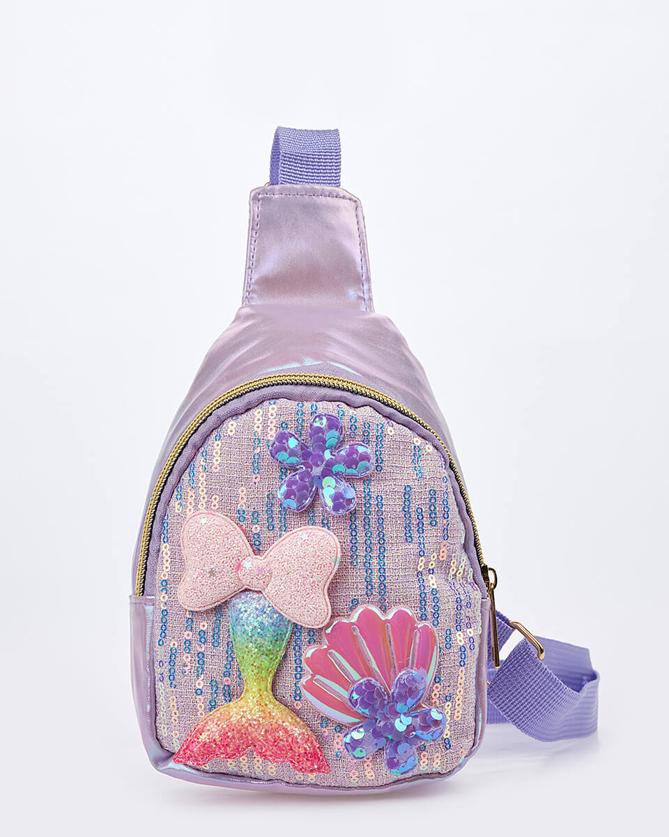 Παιδικό Χιαστί Τσαντάκι Γοργόνα & Κοχύλι XK-10008 LILAC