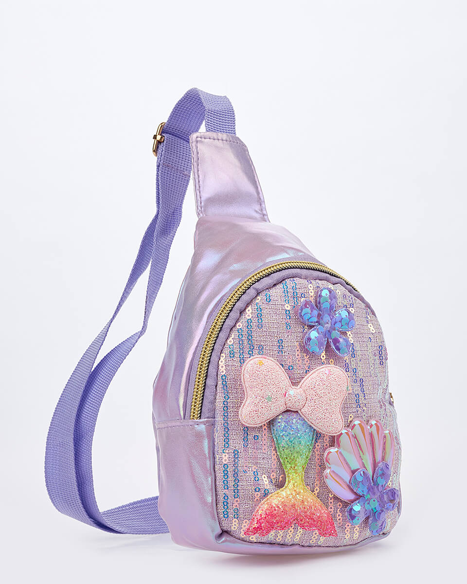 Παιδικό Χιαστί Τσαντάκι Γοργόνα & Κοχύλι XK-10008 LILAC