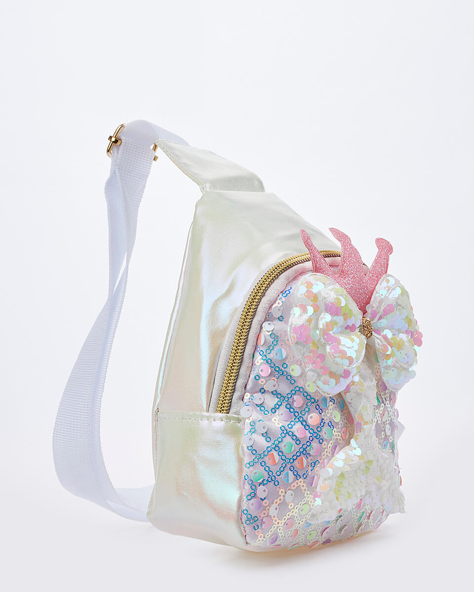 Παιδική Τσάντα Χιαστί Γοργόνα με Κορώνα & Φιόγκο XK-10009 IVORY