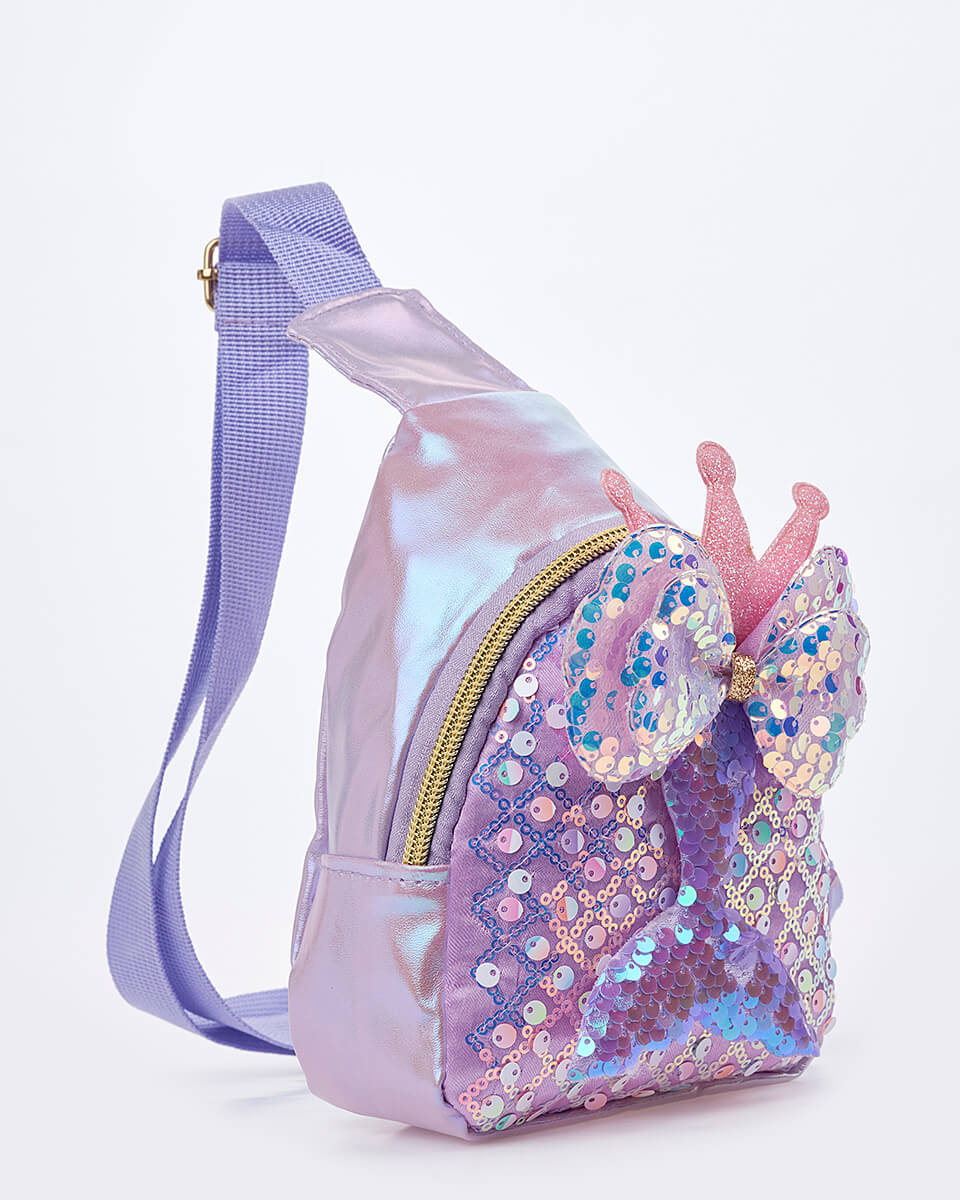 Παιδική Τσάντα Χιαστί Γοργόνα με Κορώνα & Φιόγκο XK-10009 LILAC