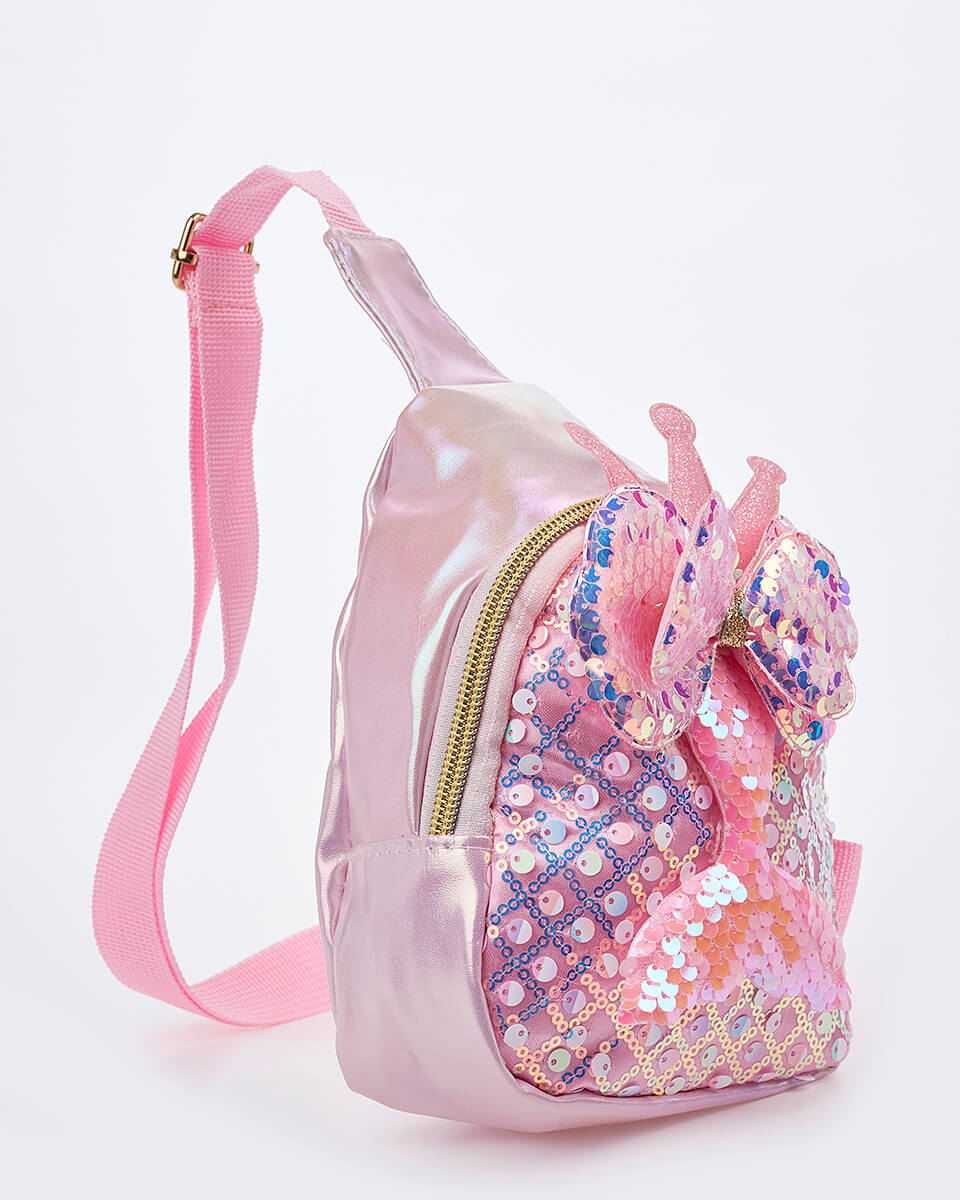 Παιδική Τσάντα Χιαστί Γοργόνα με Κορώνα & Φιόγκο XK-10009 PINK