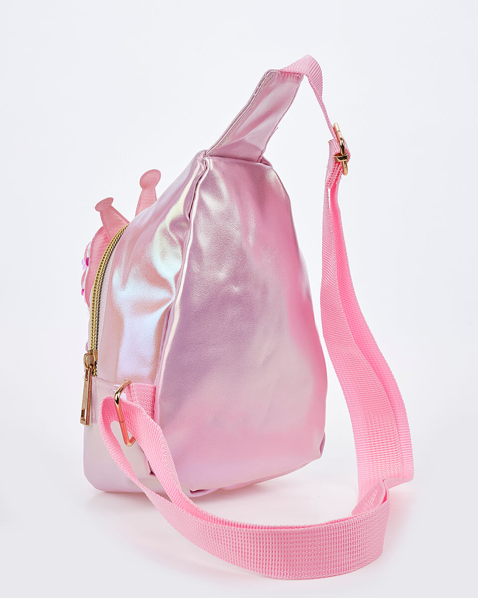 Παιδική Τσάντα Χιαστί Γοργόνα με Κορώνα & Φιόγκο XK-10009 PINK