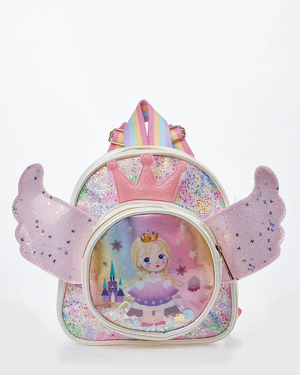 Παιδικό Σακίδιο Πλάτης Πριγκίπισσα με Φτερά & Γκλίτερ XK-9997 IVORY