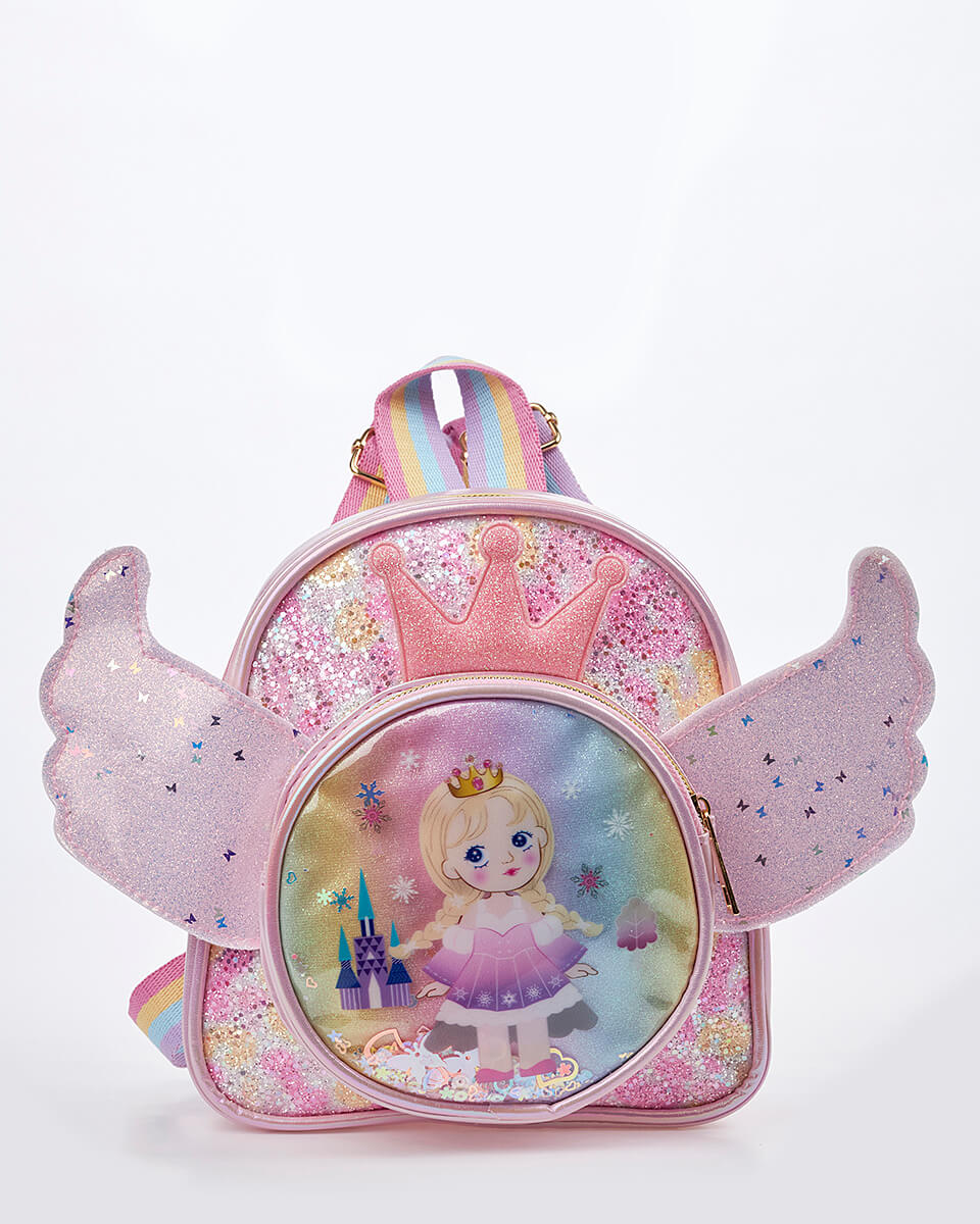 Παιδικό Σακίδιο Πλάτης Πριγκίπισσα με Φτερά & Γκλίτερ XK-9997 PINK