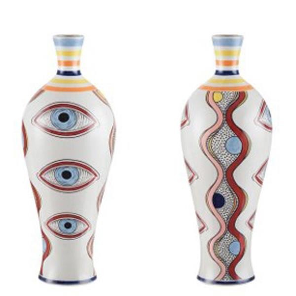 ΒΑΖΟ ΚΕΡΑΜΙΚΟ ΛΕΥΚΟ-ΜΕ ΓΑΛΑΖΙΑ ΜΑΤΙΑ 16.2×16.2×43.5cm