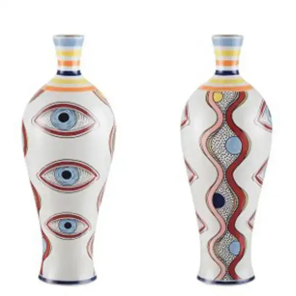 ΒΑΖΟ ΚΕΡΑΜΙΚΟ ΛΕΥΚΟ-ΜΕ ΓΑΛΑΖΙΑ ΜΑΤΙΑ 16.2×16.2×43.5cm