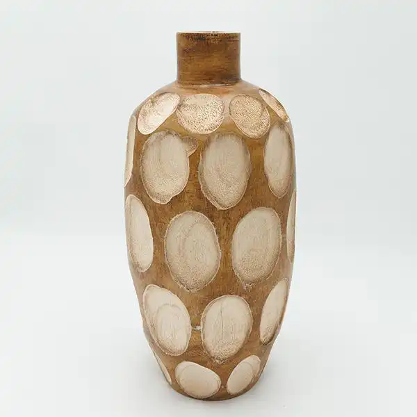 ΒΑΖΟ ΞΥΛΙΝΟ ΚΑΦΕ-ΜΠΕΖ 17x37cm