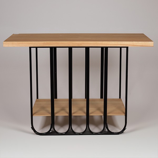 ΚΟΝΣΟΛΑ ΜΕΤΑΛΛΟ-ΞΥΛΟ ΦΥΣΙΚΟ-ΜΑΥΡΟ 120x40x78cm