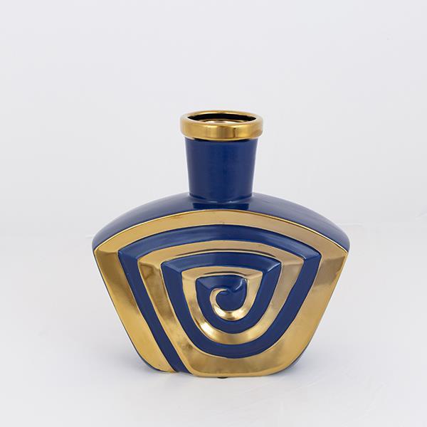 ΒΑΖΟ ΚΕΡΑΜΙΚΟ ΜΠΛΕ – ΧΡΥΣΟ 23.2×6.8×23.5cm