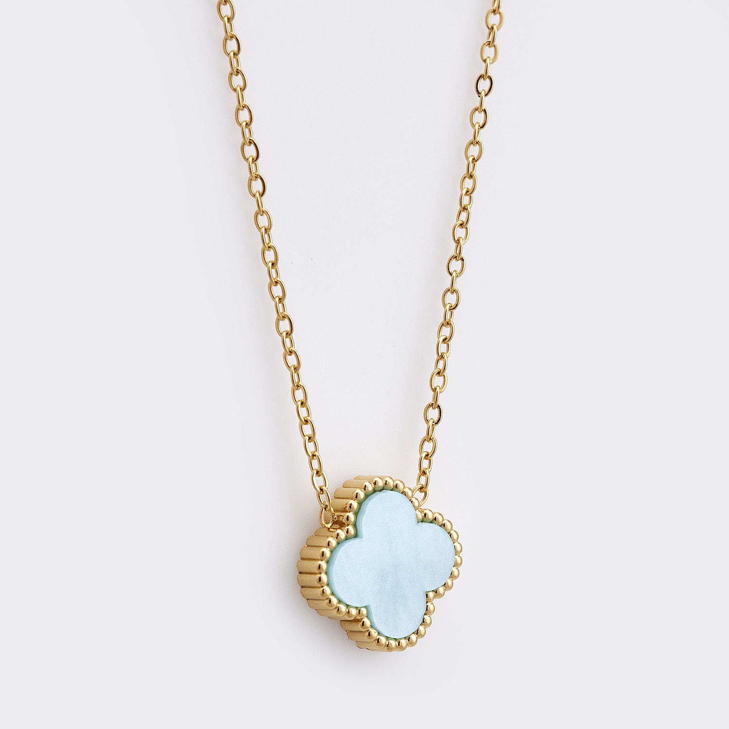 Sequoia Γυναικείο ατσάλινο κολιέ με σχέδιο λουλούδι επιχρυσωμένο με φίλντισι γαλάζιο Sequoia Γυναικείο ατσάλινο κολιέ με σχέδιο λουλούδι επιχρυσωμένο με φίλντισι γαλάζιο