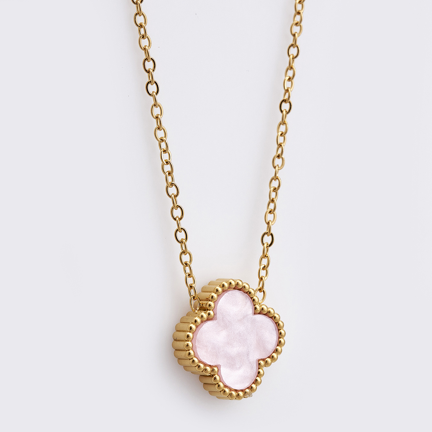 Sequoia Γυναικείο ατσάλινο κολιέ με σχέδιο λουλούδι επιχρυσωμένο με φίλντισι ροζ