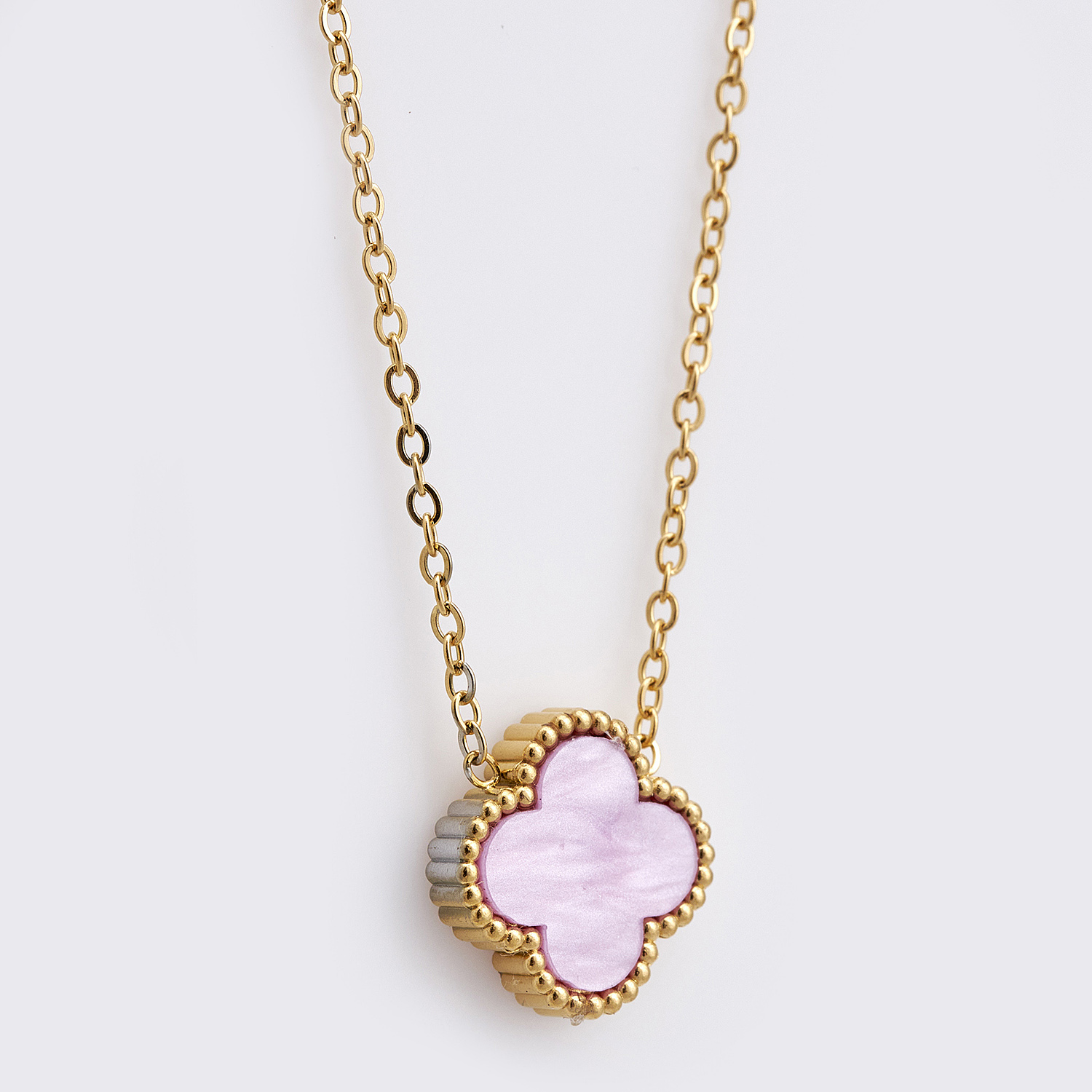 Sequoia Γυναικείο ατσάλινο κολιέ με σχέδιο λουλούδι επιχρυσωμένο με φίλντισι λιλά Sequoia Γυναικείο ατσάλινο κολιέ με σχέδιο λουλούδι επιχρυσωμένο με φίλντισι λιλά