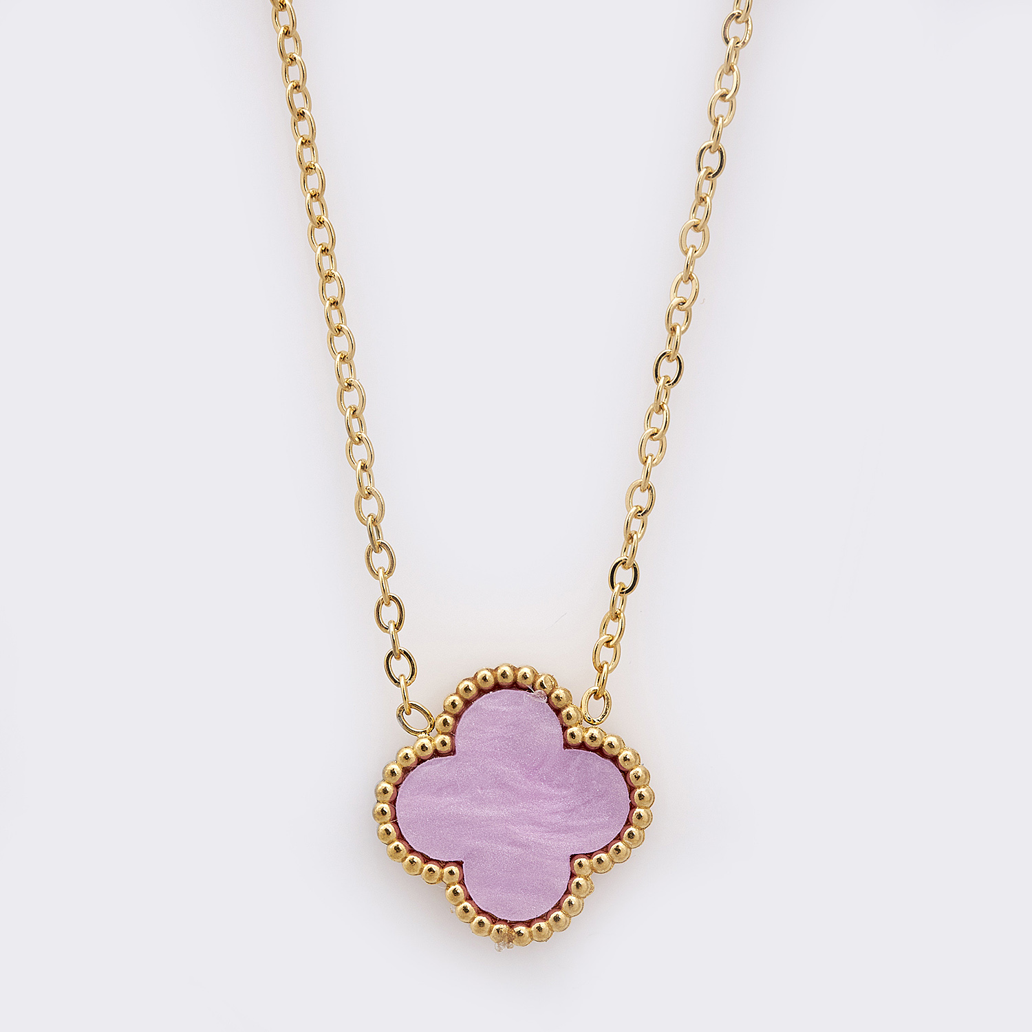 Sequoia Γυναικείο ατσάλινο κολιέ με σχέδιο λουλούδι επιχρυσωμένο με φίλντισι λιλά Sequoia Γυναικείο ατσάλινο κολιέ με σχέδιο λουλούδι επιχρυσωμένο με φίλντισι λιλά