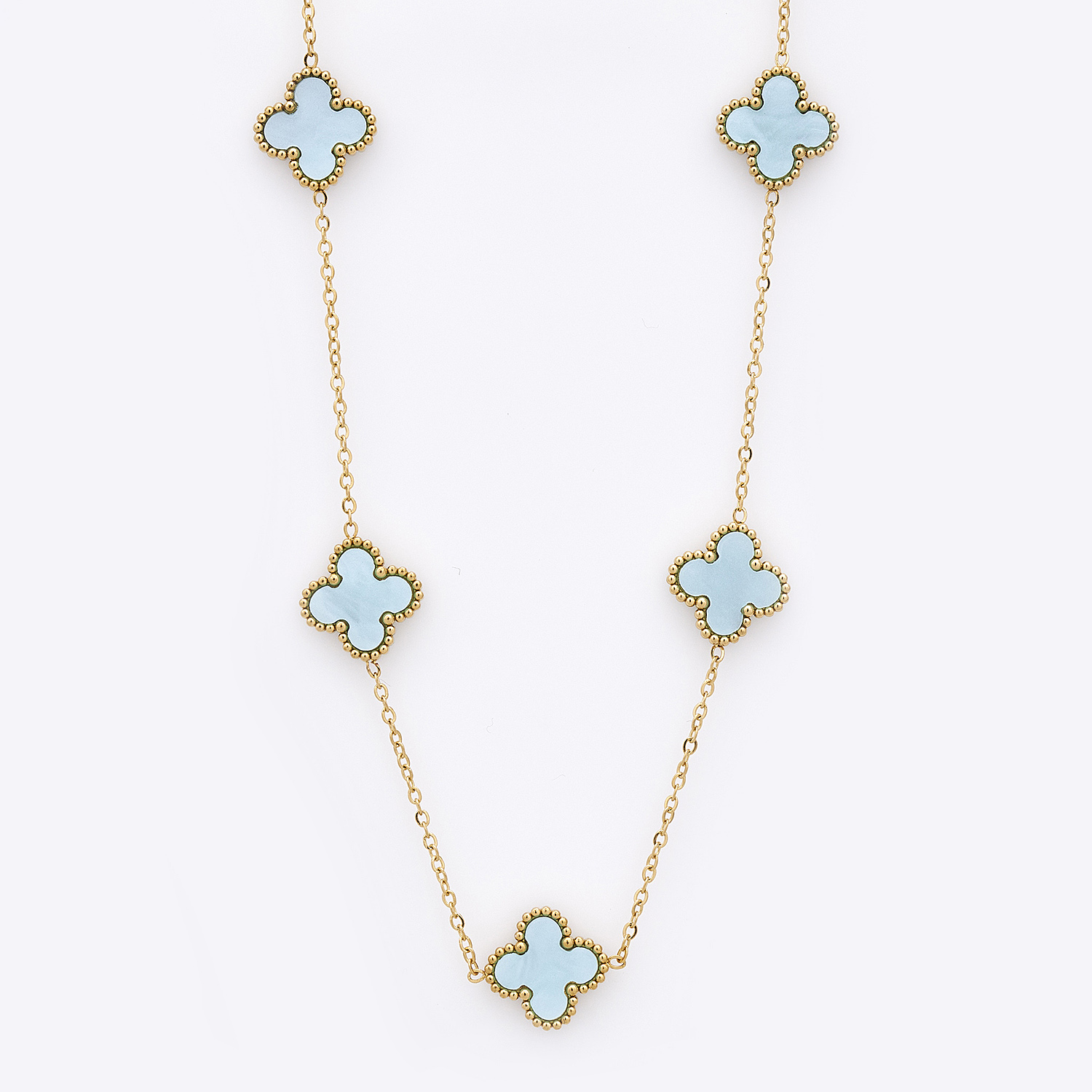 Sequoia Γυναικείο ατσάλινο κολιέ με σχέδιο λουλούδια επιχρυσωμένο με φίλντισι κοραλλί γαλάζιο Sequoia Γυναικείο ατσάλινο κολιέ με σχέδιο λουλούδια επιχρυσωμένο με φίλντισι κοραλλί γαλάζιο