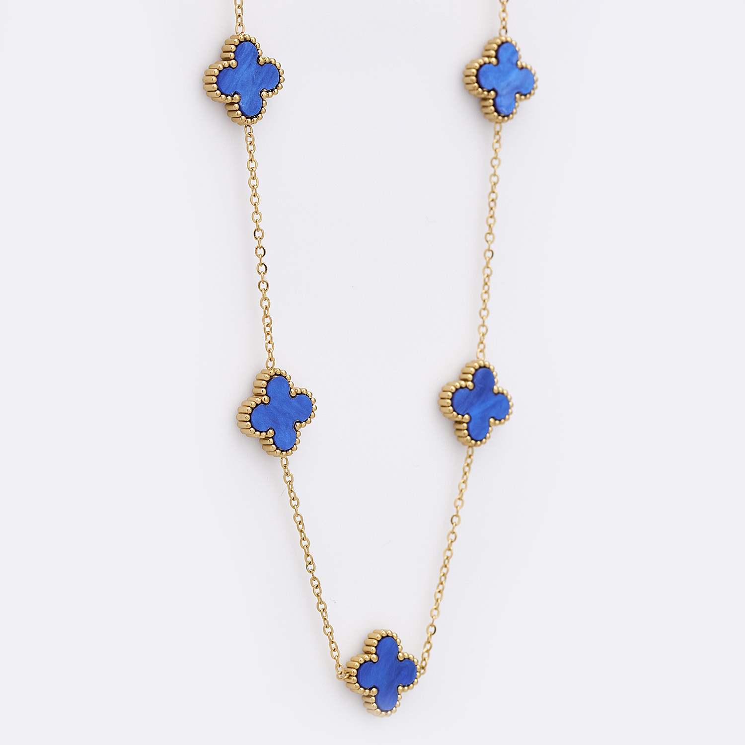 Sequoia Γυναικείο ατσάλινο κολιέ με σχέδιο λουλούδια επιχρυσωμένο με φίλντισι μπλε Sequoia Γυναικείο ατσάλινο κολιέ με σχέδιο λουλούδια επιχρυσωμένο με φίλντισι μπλε