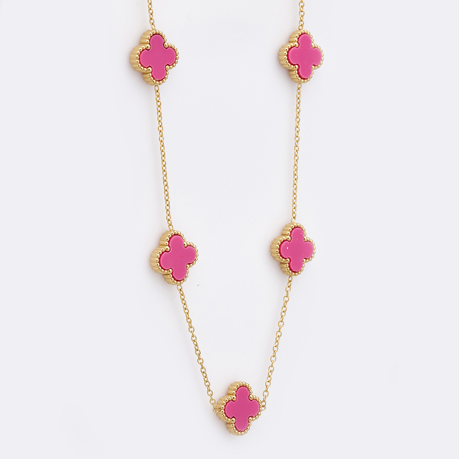 Sequoia Γυναικείο ατσάλινο κολιέ με σχέδιο λουλούδια επιχρυσωμένο με φίλντισι φούξια Sequoia Γυναικείο ατσάλινο κολιέ με σχέδιο λουλούδια επιχρυσωμένο με φίλντισι φούξια