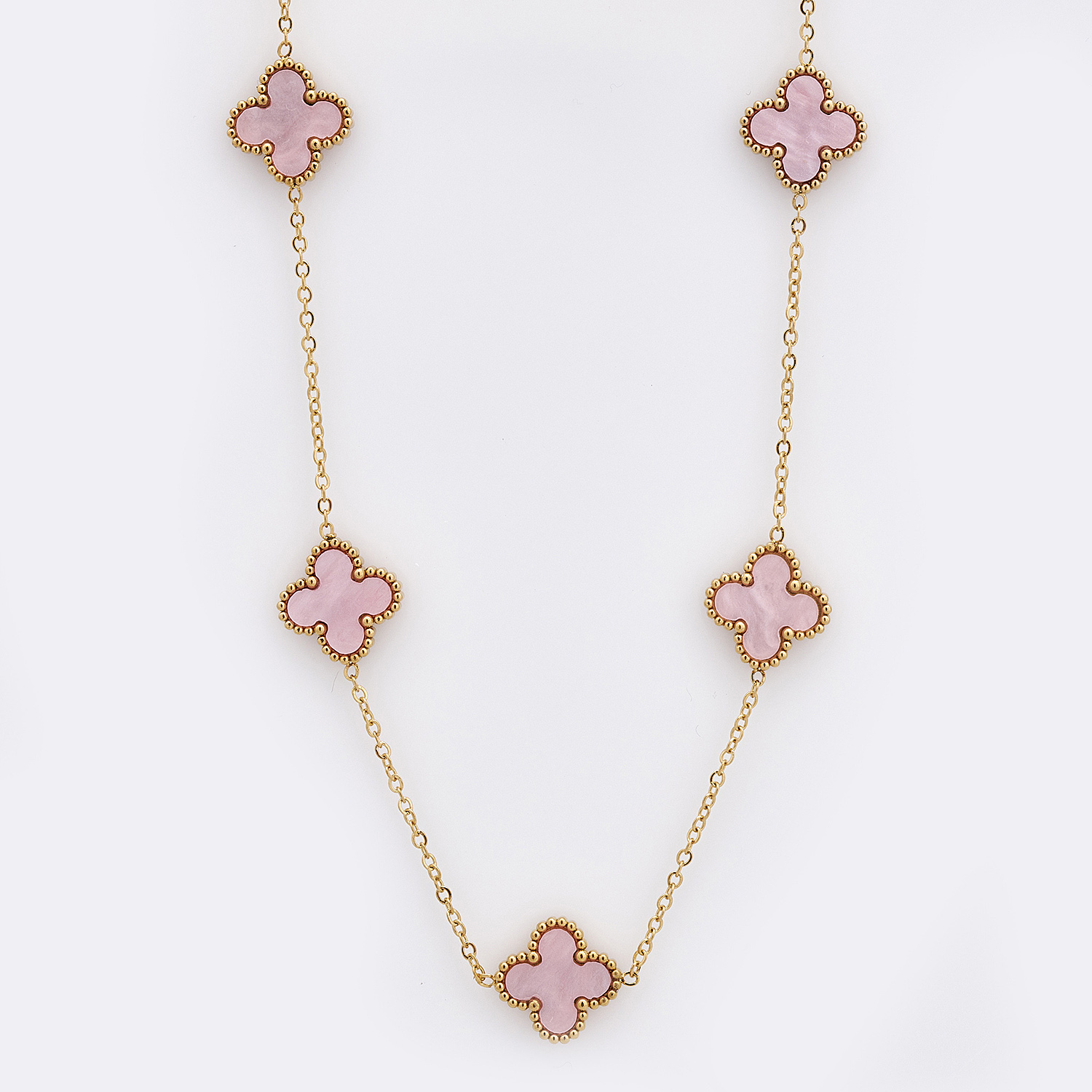 Sequoia Γυναικείο ατσάλινο κολιέ με σχέδιο λουλούδια επιχρυσωμένο με φίλντισι ροζ Sequoia Γυναικείο ατσάλινο κολιέ με σχέδιο λουλούδια επιχρυσωμένο με φίλντισι ροζ