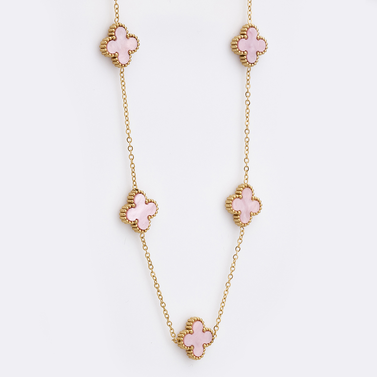 Sequoia Γυναικείο ατσάλινο κολιέ με σχέδιο λουλούδια επιχρυσωμένο με φίλντισι ροζ Sequoia Γυναικείο ατσάλινο κολιέ με σχέδιο λουλούδια επιχρυσωμένο με φίλντισι ροζ