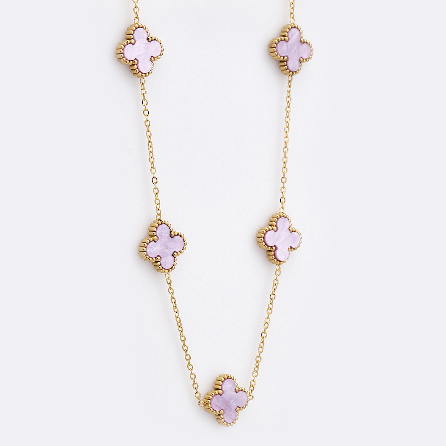 Sequoia Γυναικείο ατσάλινο κολιέ με σχέδιο λουλούδια επιχρυσωμένο με φίλντισι λιλά Sequoia Γυναικείο ατσάλινο κολιέ με σχέδιο λουλούδια επιχρυσωμένο με φίλντισι λιλά