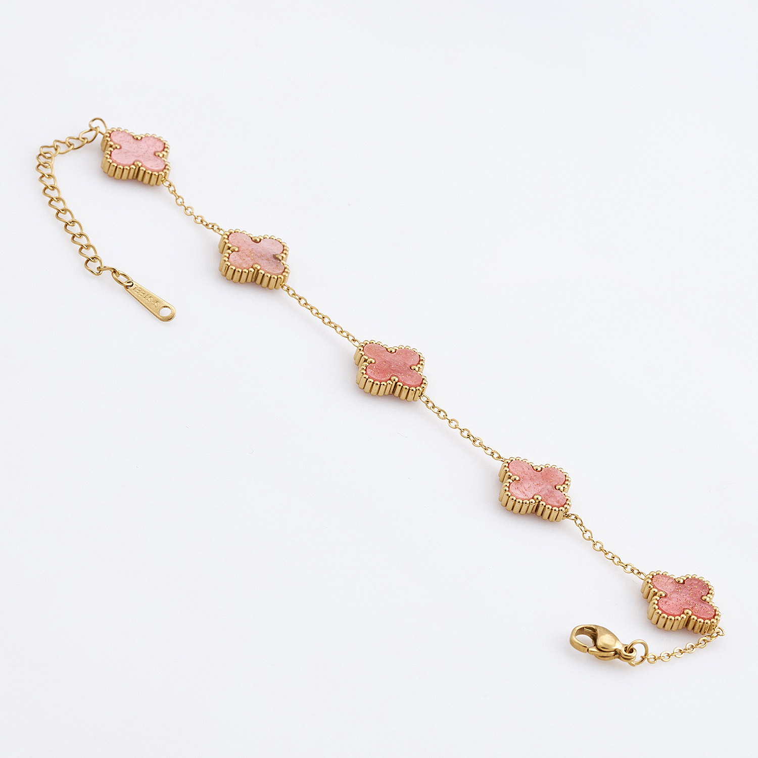 Sequoia Γυναικείο ατσάλινο βραχιόλι με σχέδιο λουλούδια επιχρυσωμένο με φίλντισι ροζ Sequoia Γυναικείο ατσάλινο βραχιόλι με σχέδιο λουλούδια επιχρυσωμένο με φίλντισι ροζ