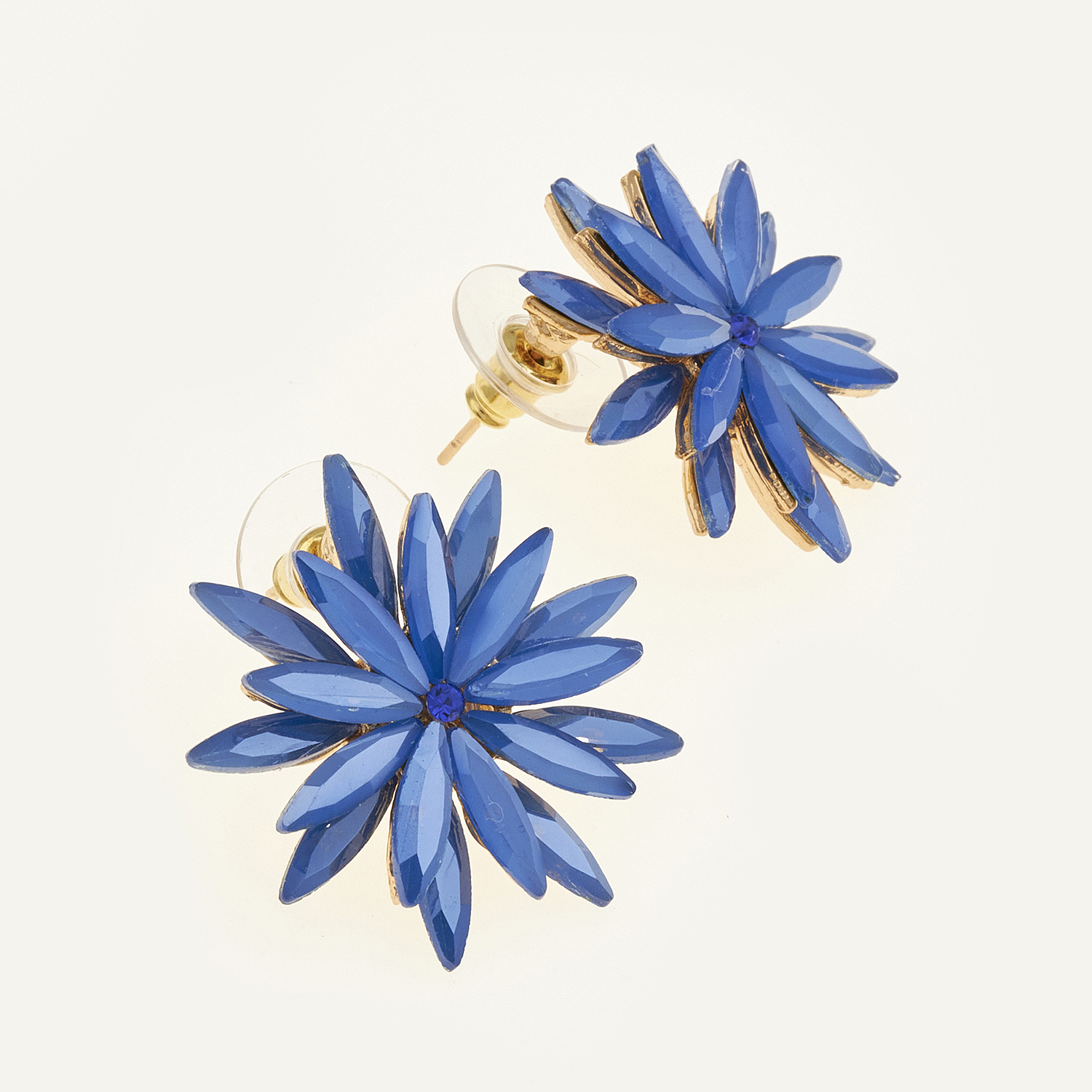 Sequoia Γυναικείο ατσάλινο Υποαλλεργικό σκουλαρίκι με πέτρες μπλε