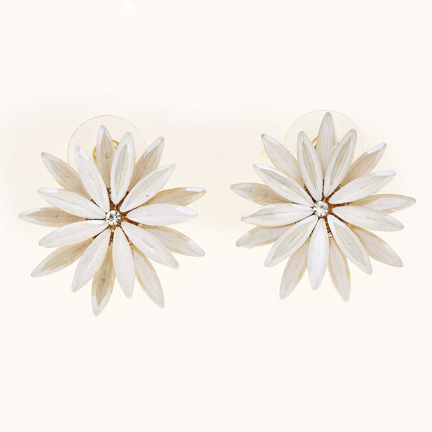 Sequoia Γυναικείο ατσάλινο Υποαλλεργικό σκουλαρίκι με πέτρες εκρού