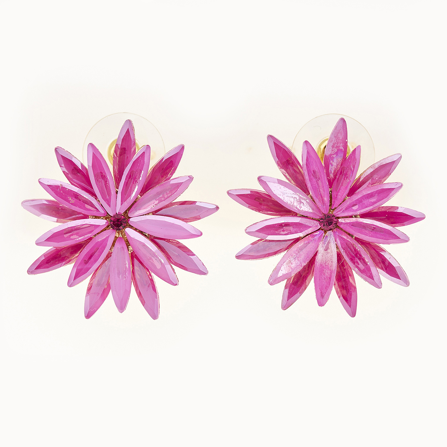 Sequoia Γυναικείο ατσάλινο Υποαλλεργικό σκουλαρίκι με πέτρες φούξια (Αντιγραφή)