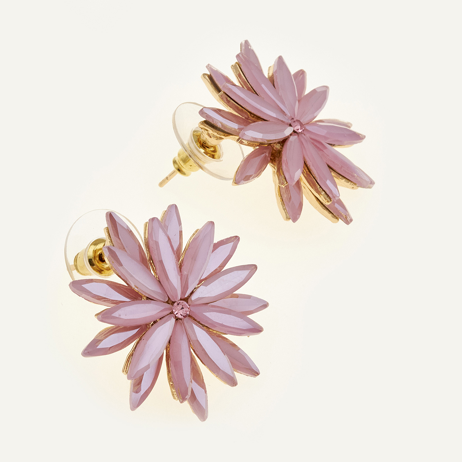 Sequoia Γυναικείο ατσάλινο Υποαλλεργικό σκουλαρίκι με πέτρες ροζ