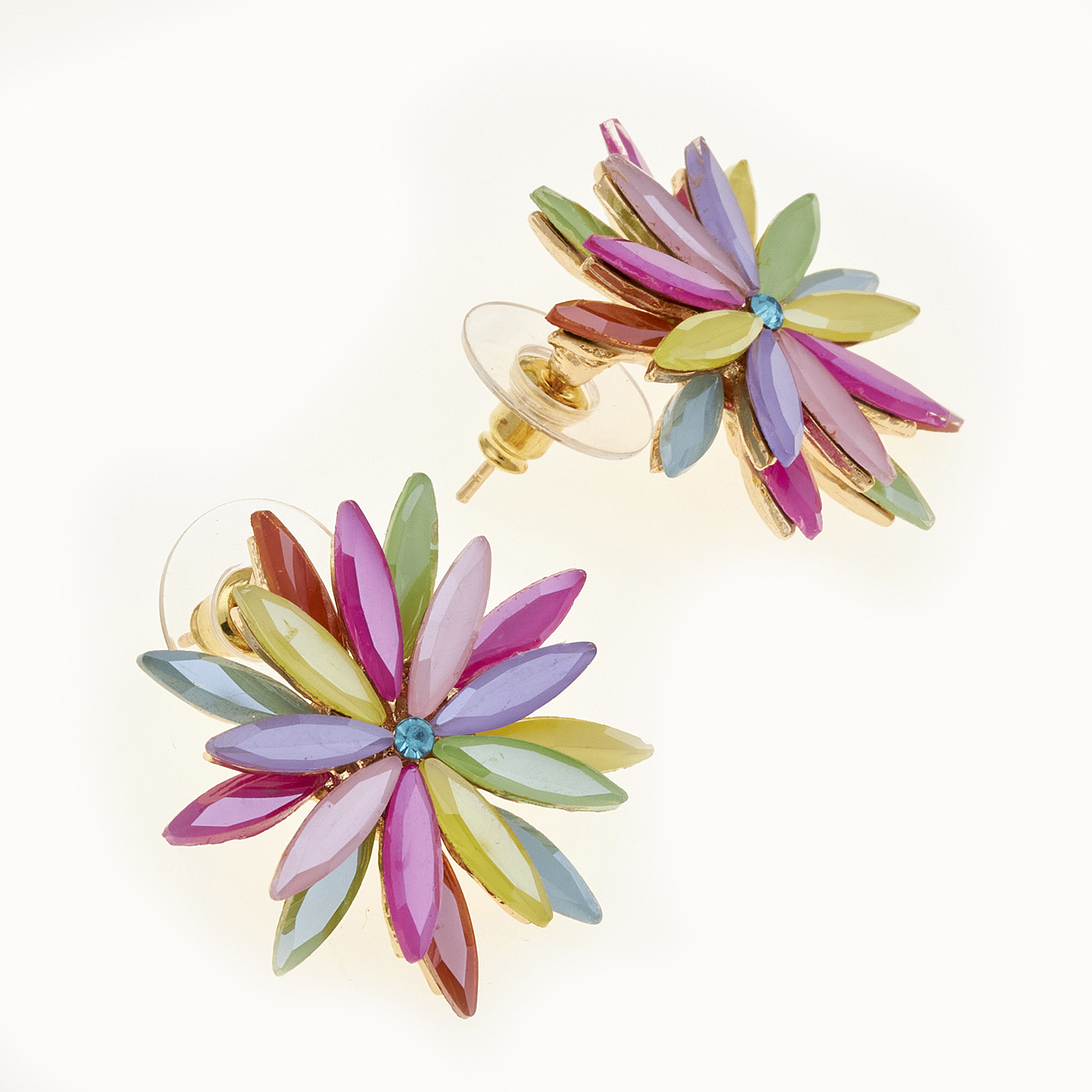 Sequoia Γυναικείο ατσάλινο Υποαλλεργικό σκουλαρίκι με πέτρες πολύχρωμο