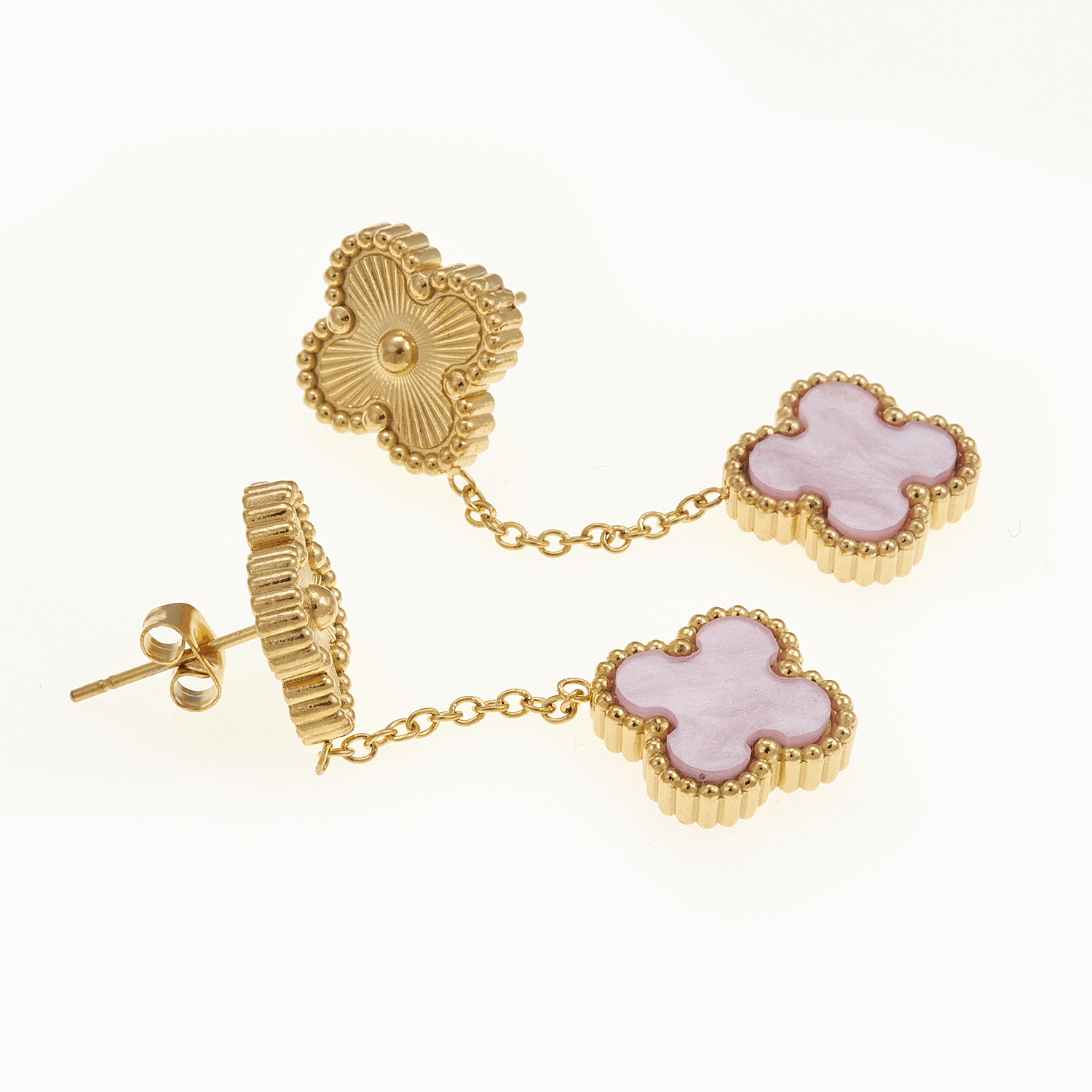 Sequoia Γυναικεία ατσάλινα σκουλαρίκια με σχέδιο λουλούδια επιχρυσωμένα με φίλντισι ροζ Sequoia Γυναικεία ατσάλινα σκουλαρίκια με σχέδιο λουλούδια επιχρυσωμένα με φίλντισι ροζ