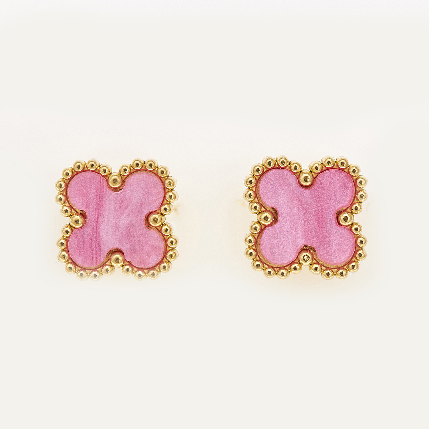 Sequoia Γυναικεία ατσάλινα σκουλαρίκια με σχέδιο λουλούδια επιχρυσωμένα με φίλντισι μαύρο