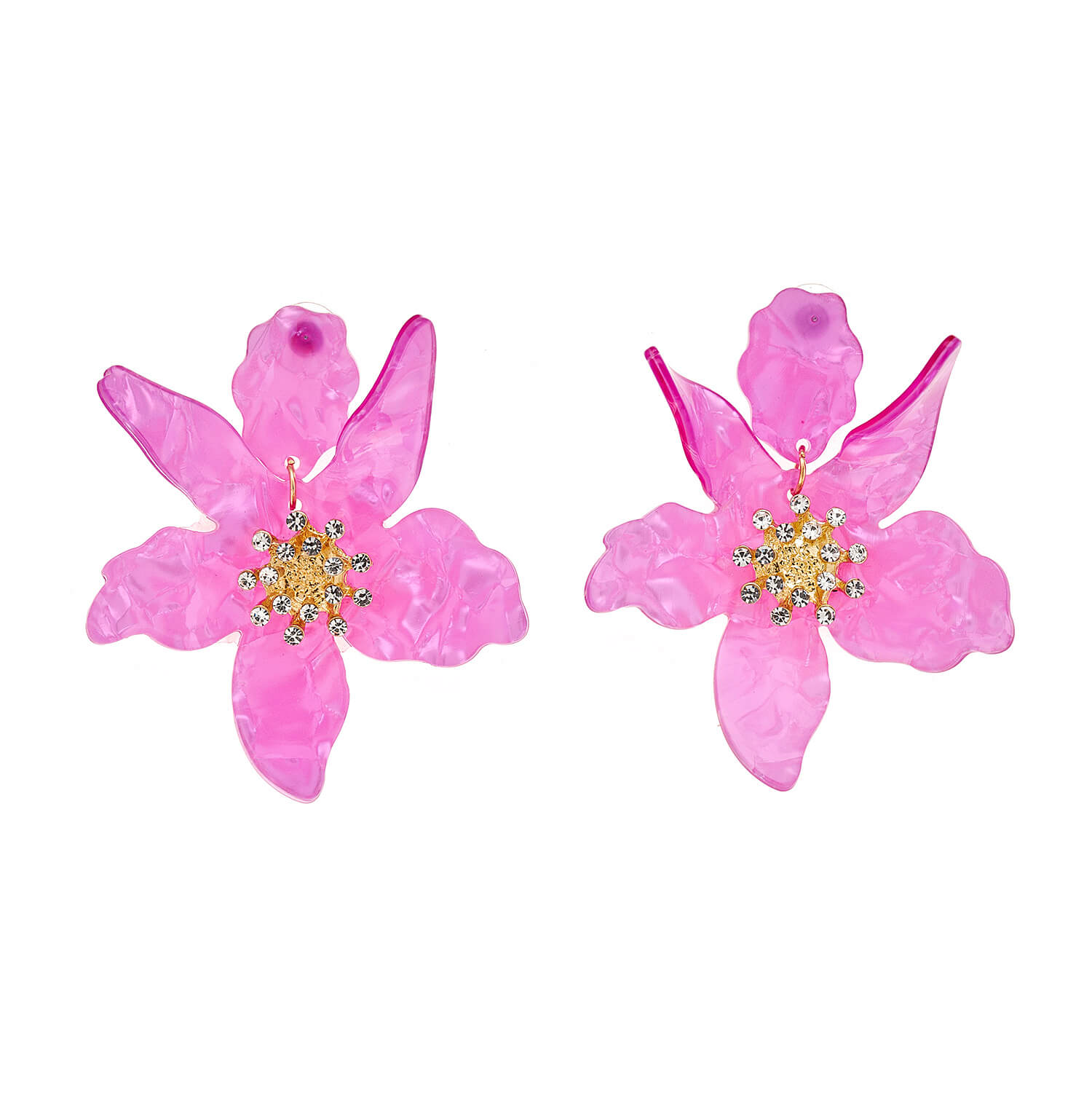 Sequoia Γυναικείο Υποαλλεργικό σκουλαρίκι με λουλούδι διακοσμημένο με πέτρες σε χρώμα φούξια Sequoia Γυναικείο Υποαλλεργικό σκουλαρίκι με λουλούδι διακοσμημένο με πέτρες σε χρώμα φούξια