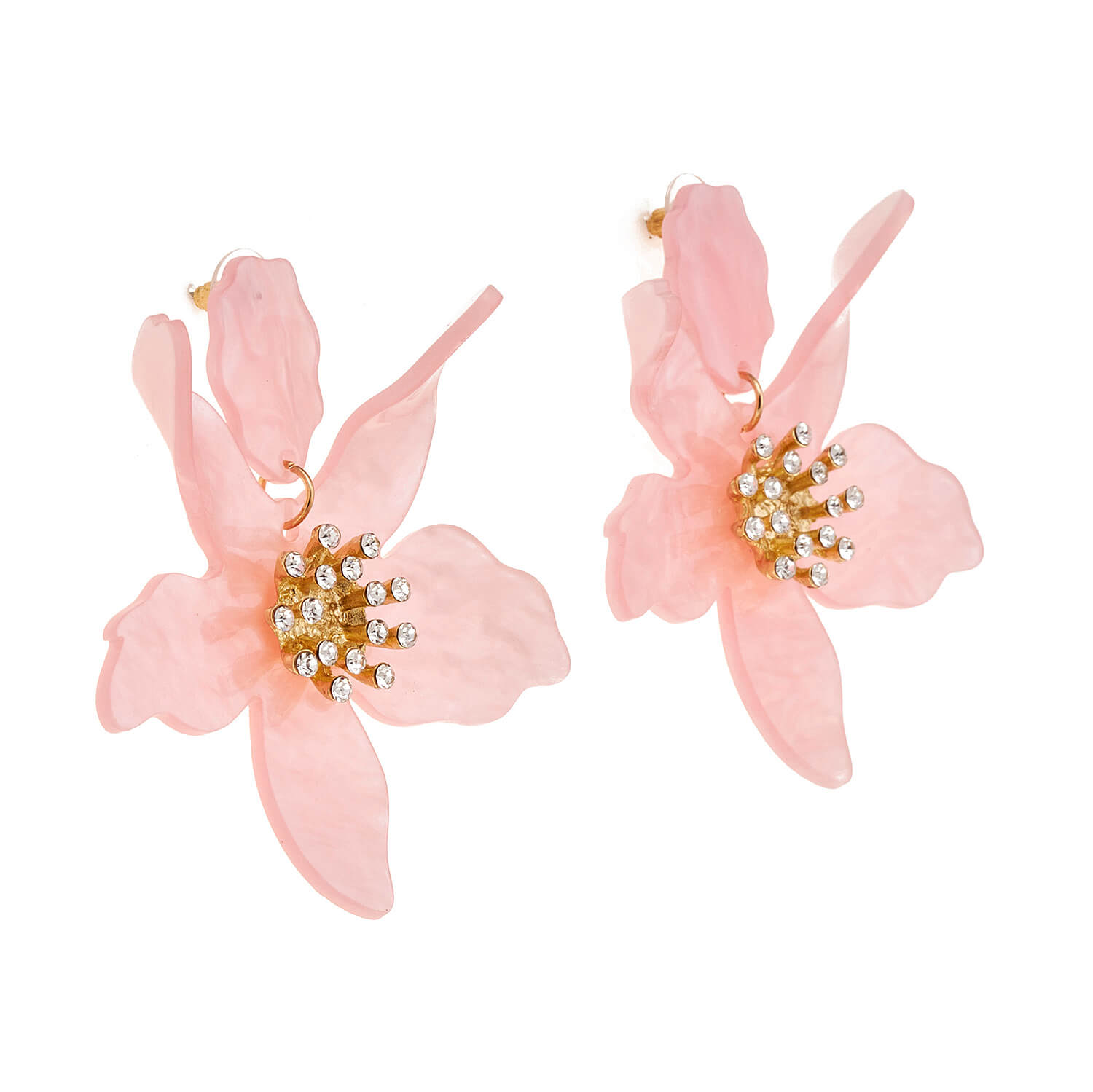 Sequoia Γυναικείο  Υποαλλεργικό σκουλαρίκι με λουλούδι διακοσμημένο με πέτρες σε χρώμα εκρού