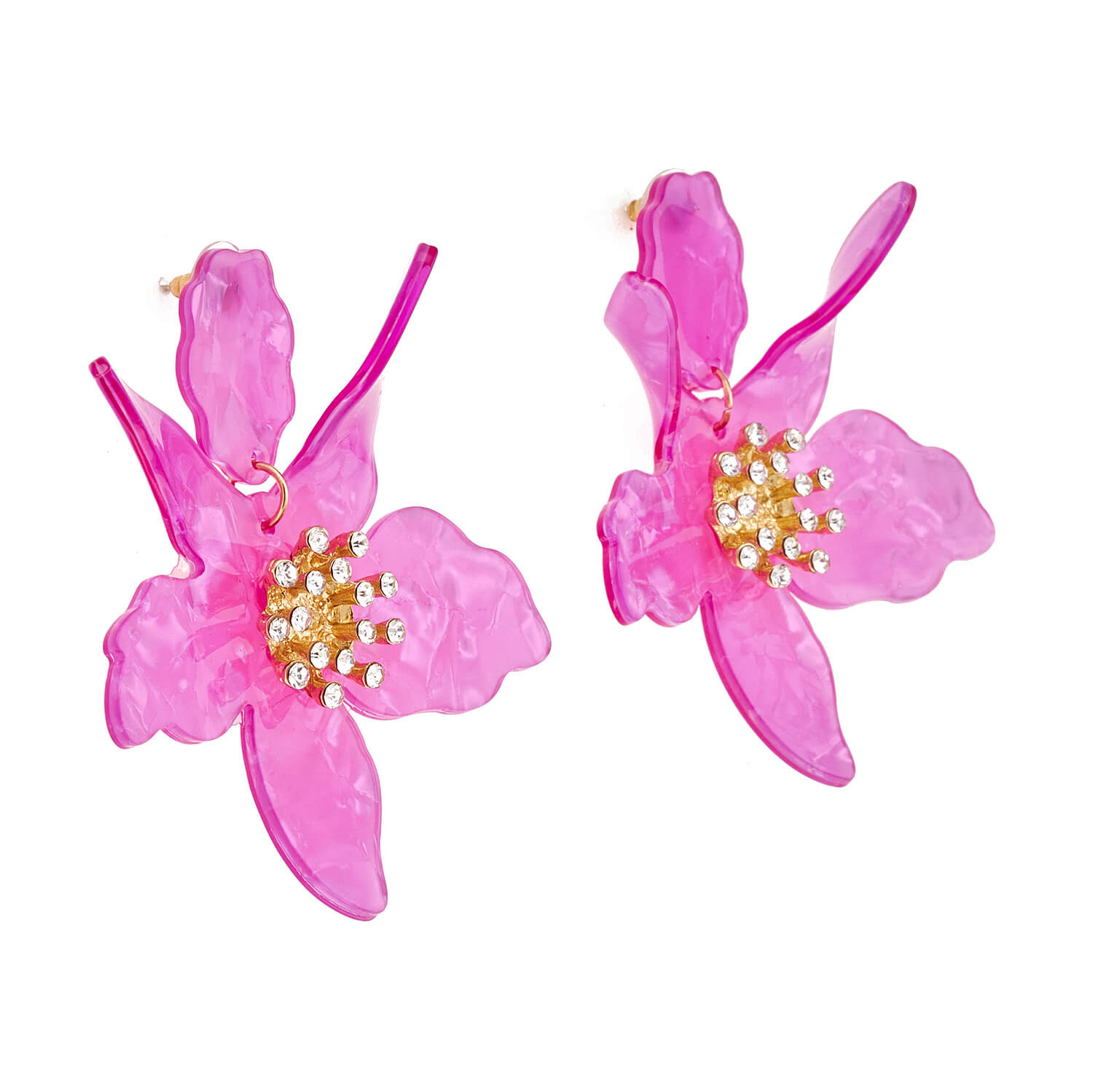 Sequoia Γυναικείο Υποαλλεργικό σκουλαρίκι με λουλούδι διακοσμημένο με πέτρες σε χρώμα φούξια Sequoia Γυναικείο Υποαλλεργικό σκουλαρίκι με λουλούδι διακοσμημένο με πέτρες σε χρώμα φούξια