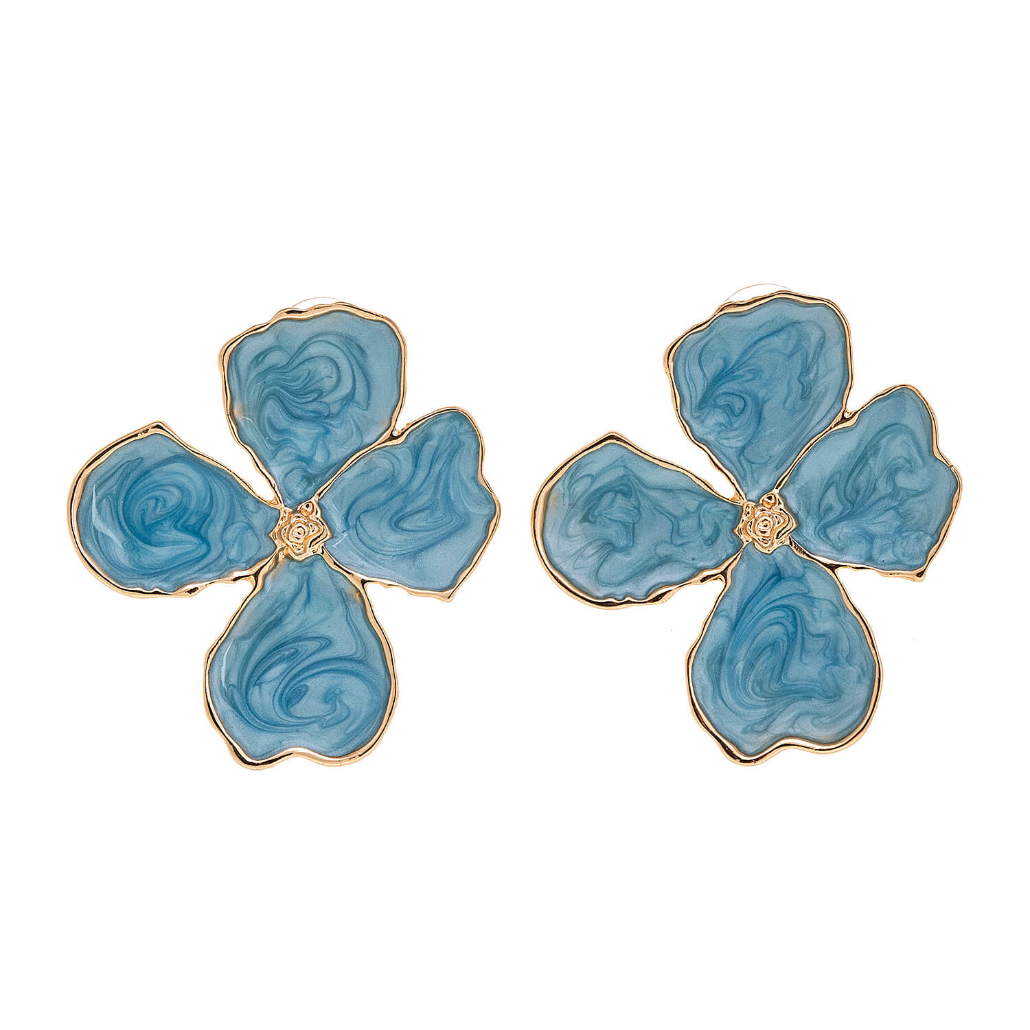 Sequoia Γυναικείο  Υποαλλεργικό σκουλαρίκι με σμάλτο λουλούδι κόκκινο