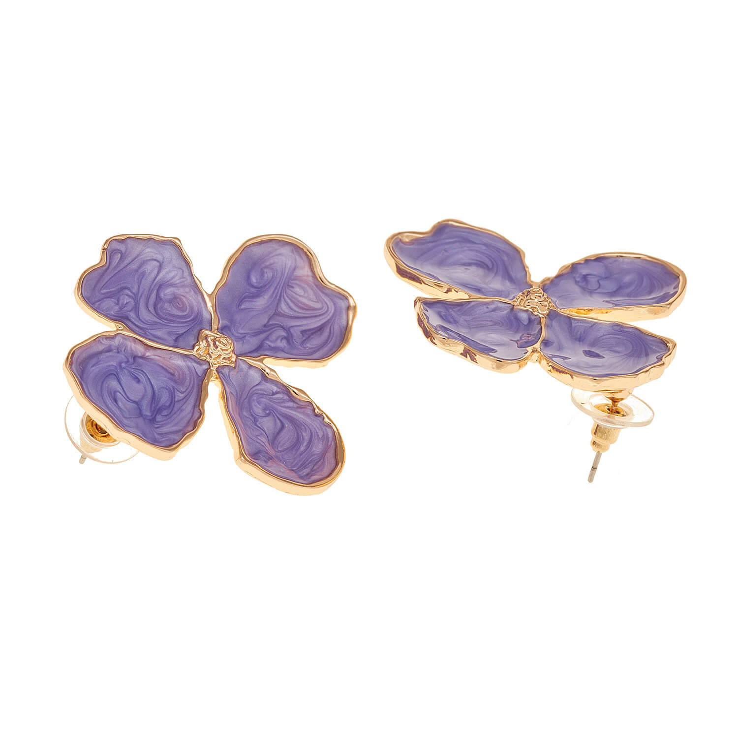 Sequoia Γυναικείο  Υποαλλεργικό σκουλαρίκι με σμάλτο λουλούδι κόκκινο