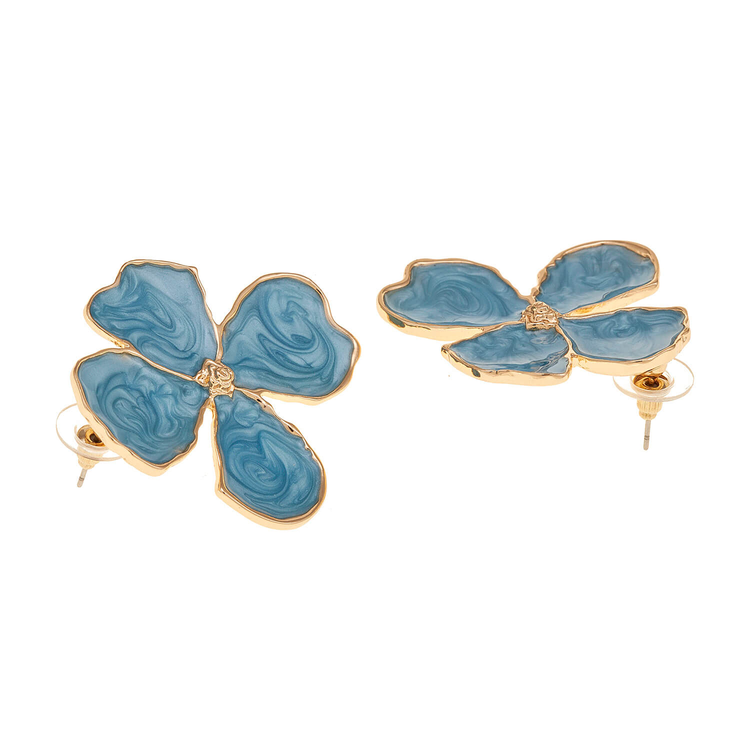 Sequoia Γυναικείο  Υποαλλεργικό σκουλαρίκι με σμάλτο λουλούδι λιλά