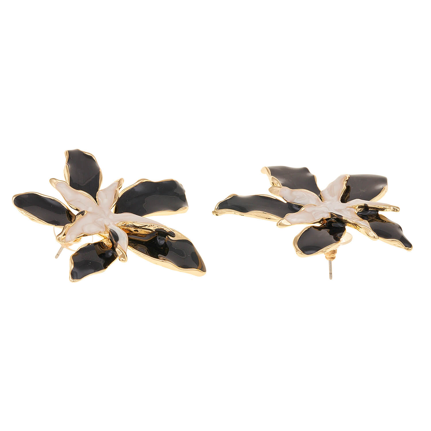 Sequoia Γυναικείο Υποαλλεργικό σκουλαρίκι με σμάλτο λουλούδι μαύρο Sequoia Γυναικείο Υποαλλεργικό σκουλαρίκι με σμάλτο λουλούδι μαύρο