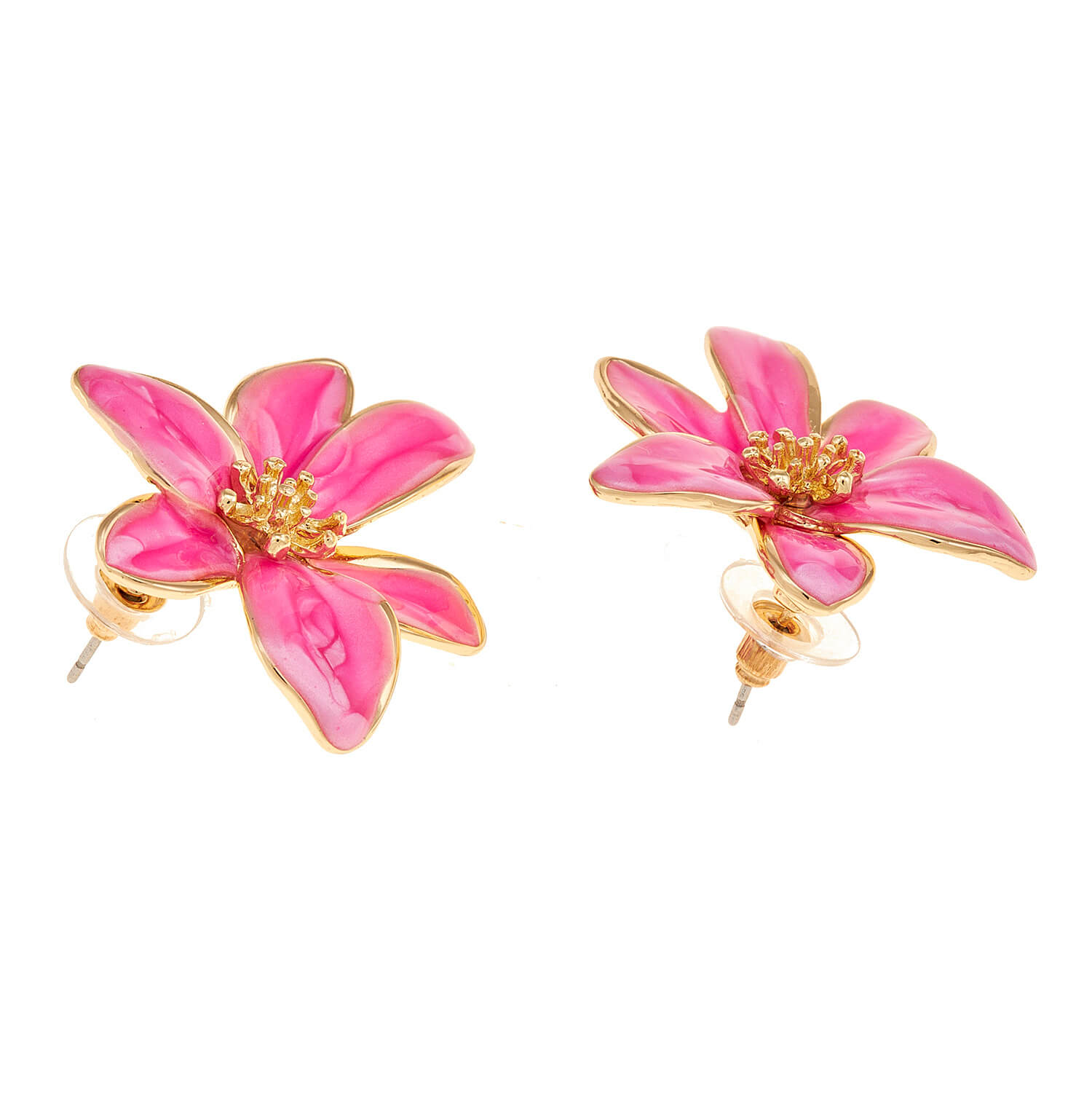 Sequoia Γυναικείο Υποαλλεργικό σκουλαρίκι σε σχήμα λουλούδι διακοσμημένο με πέτρες φούξια Sequoia Γυναικείο Υποαλλεργικό σκουλαρίκι σε σχήμα λουλούδι διακοσμημένο με πέτρες φούξια