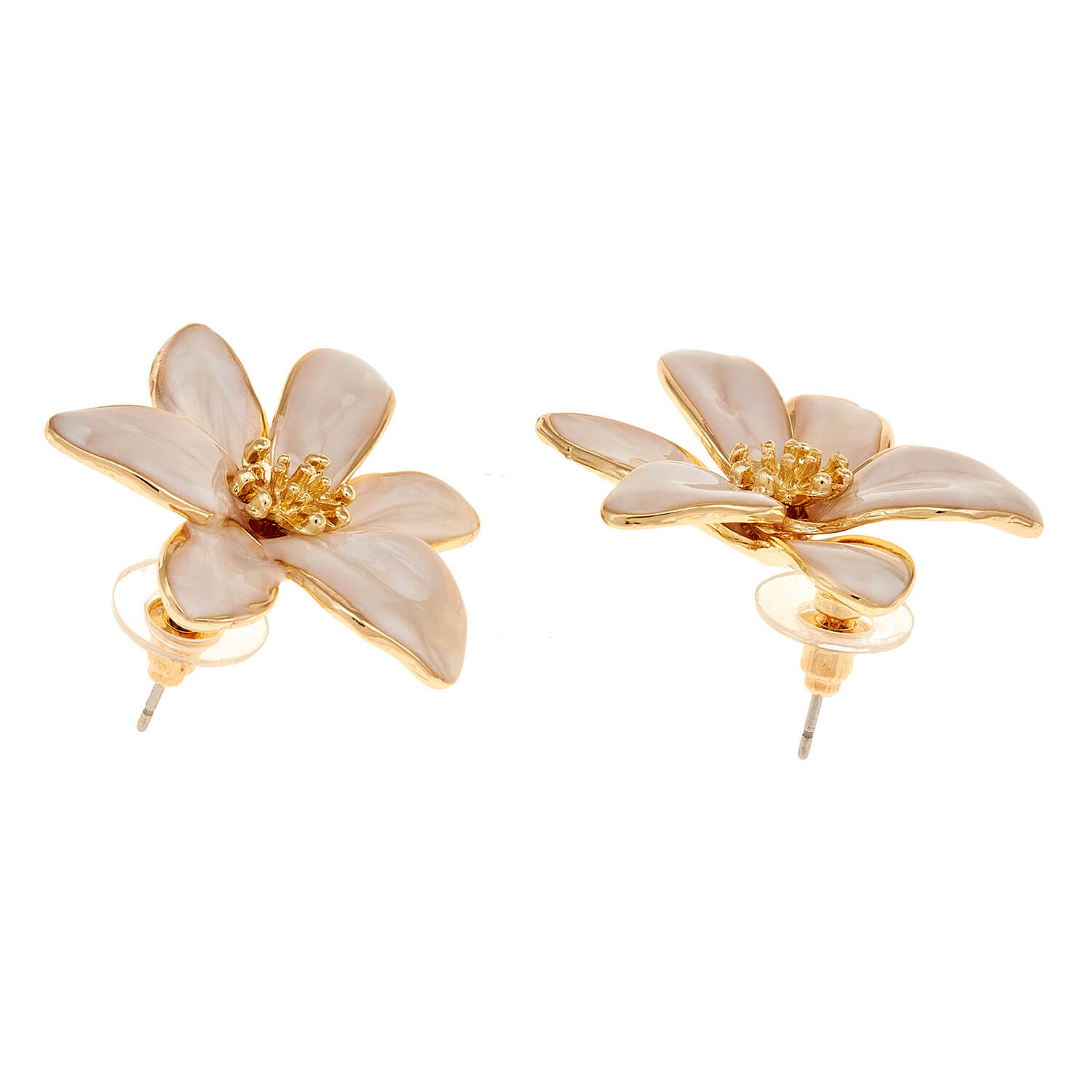 Sequoia Γυναικείο Υποαλλεργικό σκουλαρίκι σε σχήμα λουλούδι διακοσμημένο με πέτρες εκρού Sequoia Γυναικείο Υποαλλεργικό σκουλαρίκι σε σχήμα λουλούδι διακοσμημένο με πέτρες εκρού