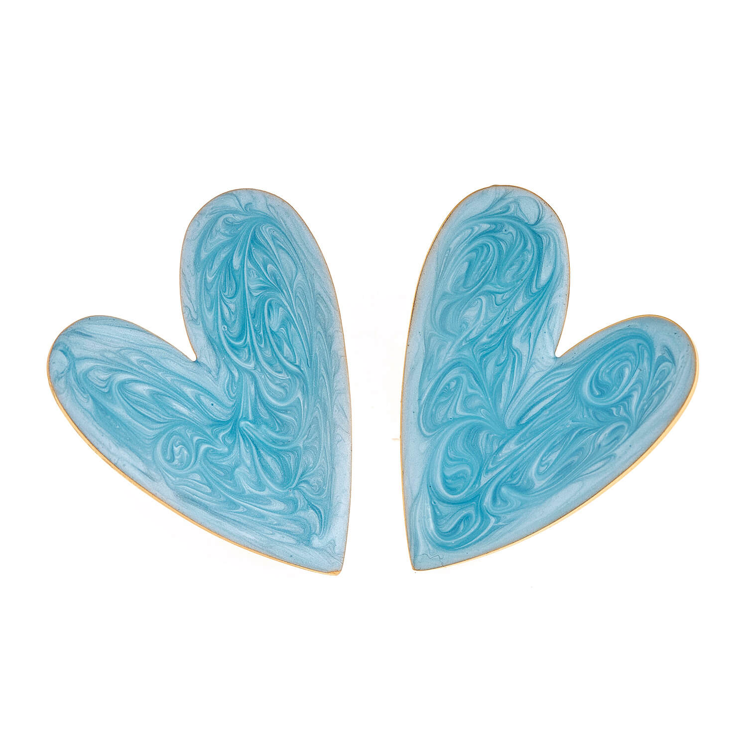 Sequoia Γυναικείο  Υποαλλεργικό σκουλαρίκι με σμάλτο σε σχήμα καρδιά μπλε