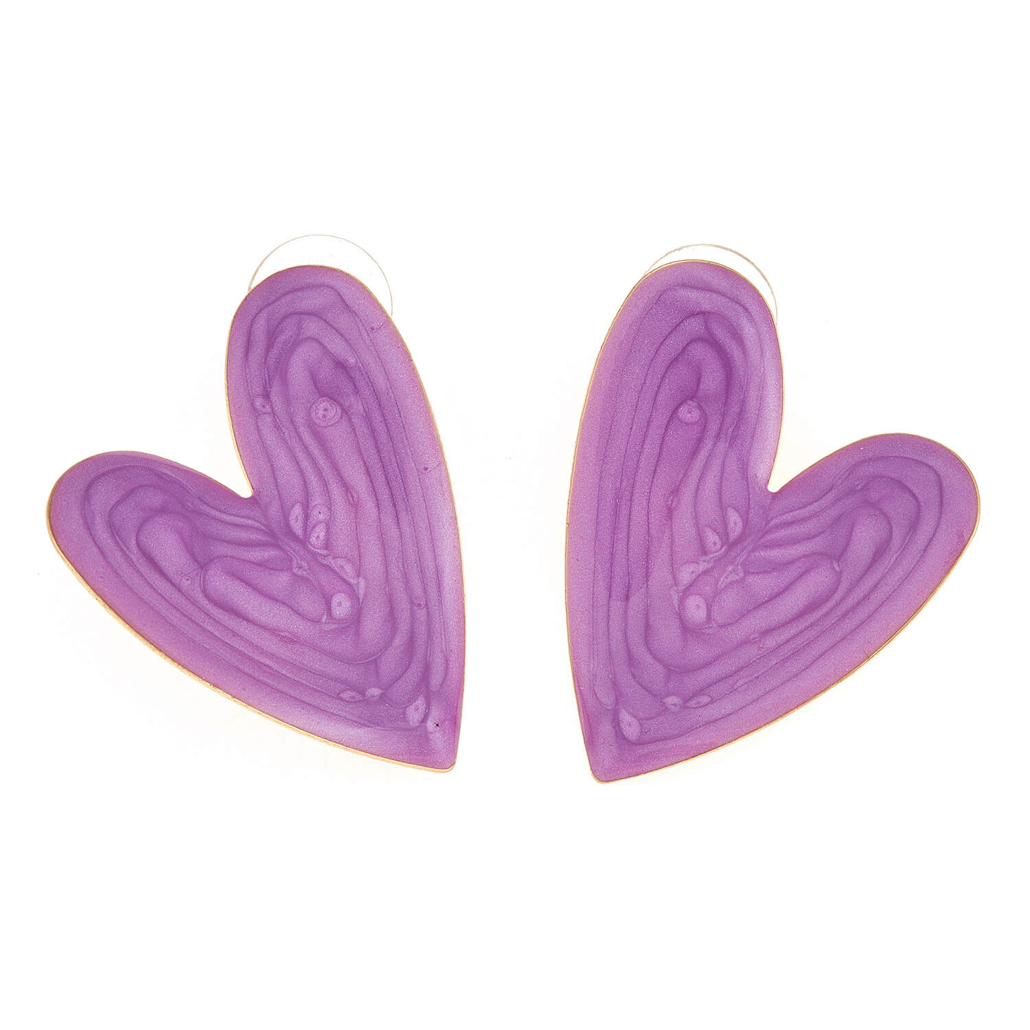 Sequoia Γυναικείο  Υποαλλεργικό σκουλαρίκι με σμάλτο σε σχήμα καρδιά φούξια