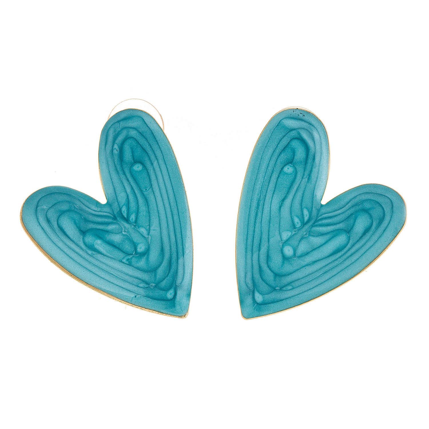 Sequoia Γυναικείο  Υποαλλεργικό σκουλαρίκι με σμάλτο σε σχήμα καρδιά πράσινο