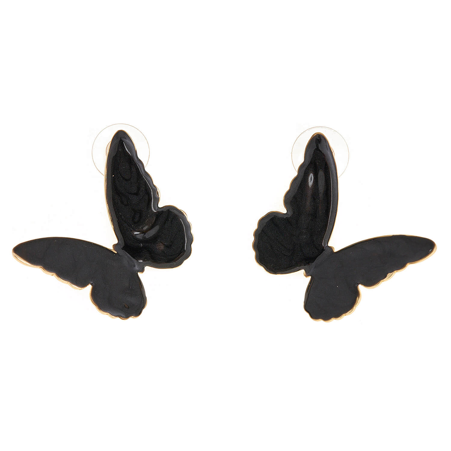 Sequoia Γυναικείο  Υποαλλεργικό σκουλαρίκι με σμάλτο σε σχήμα πεταλούδα μαύρο