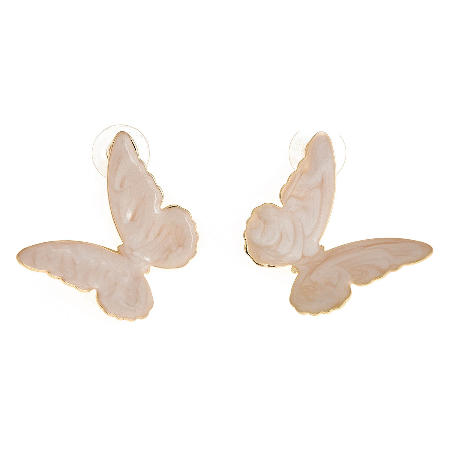 Sequoia Γυναικείο  Υποαλλεργικό σκουλαρίκι με σμάλτο σε σχήμα πεταλούδα ροζ