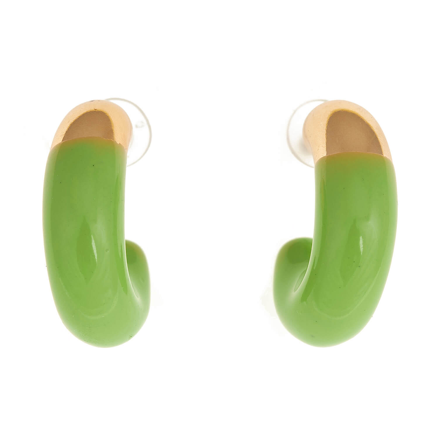 Sequoia Γυναικείο  Υποαλλεργικό σκουλαρίκι με σμάλτο κρίκος πράσινο