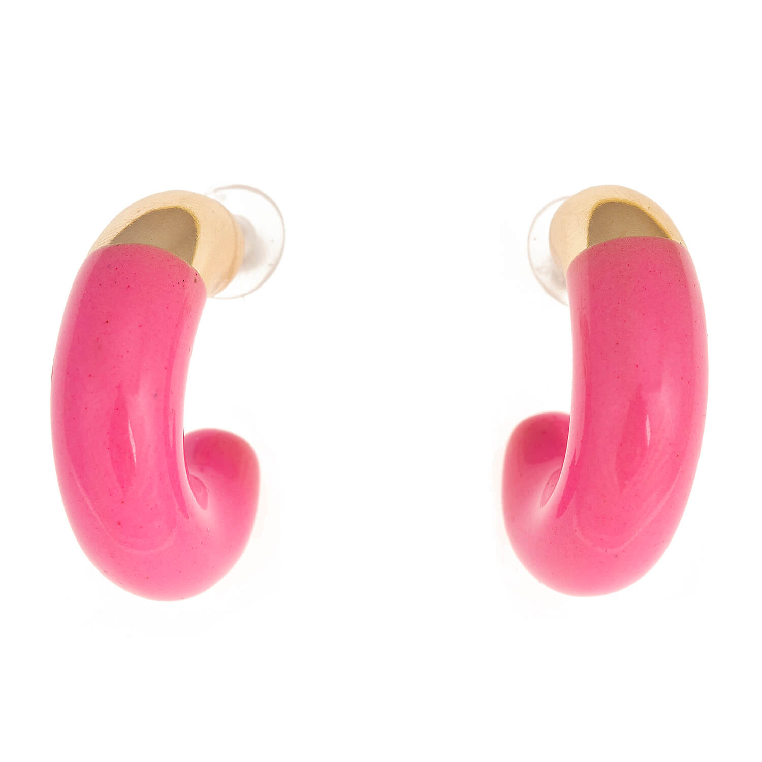 Sequoia Γυναικείο  Υποαλλεργικό σκουλαρίκι με σμάλτο κρίκος φούξια