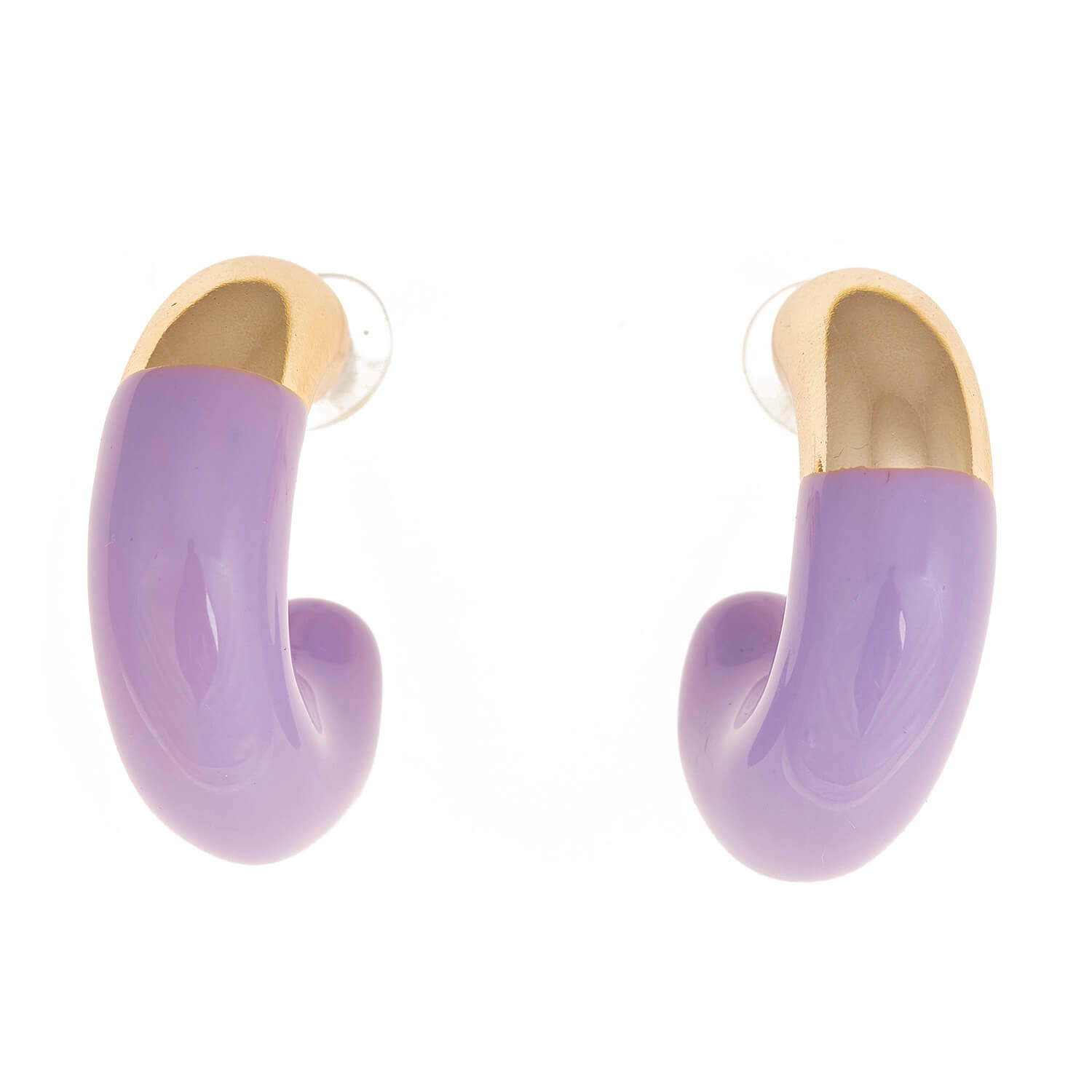 Sequoia Γυναικείο  Υποαλλεργικό σκουλαρίκι με σμάλτο κρίκος λιλά