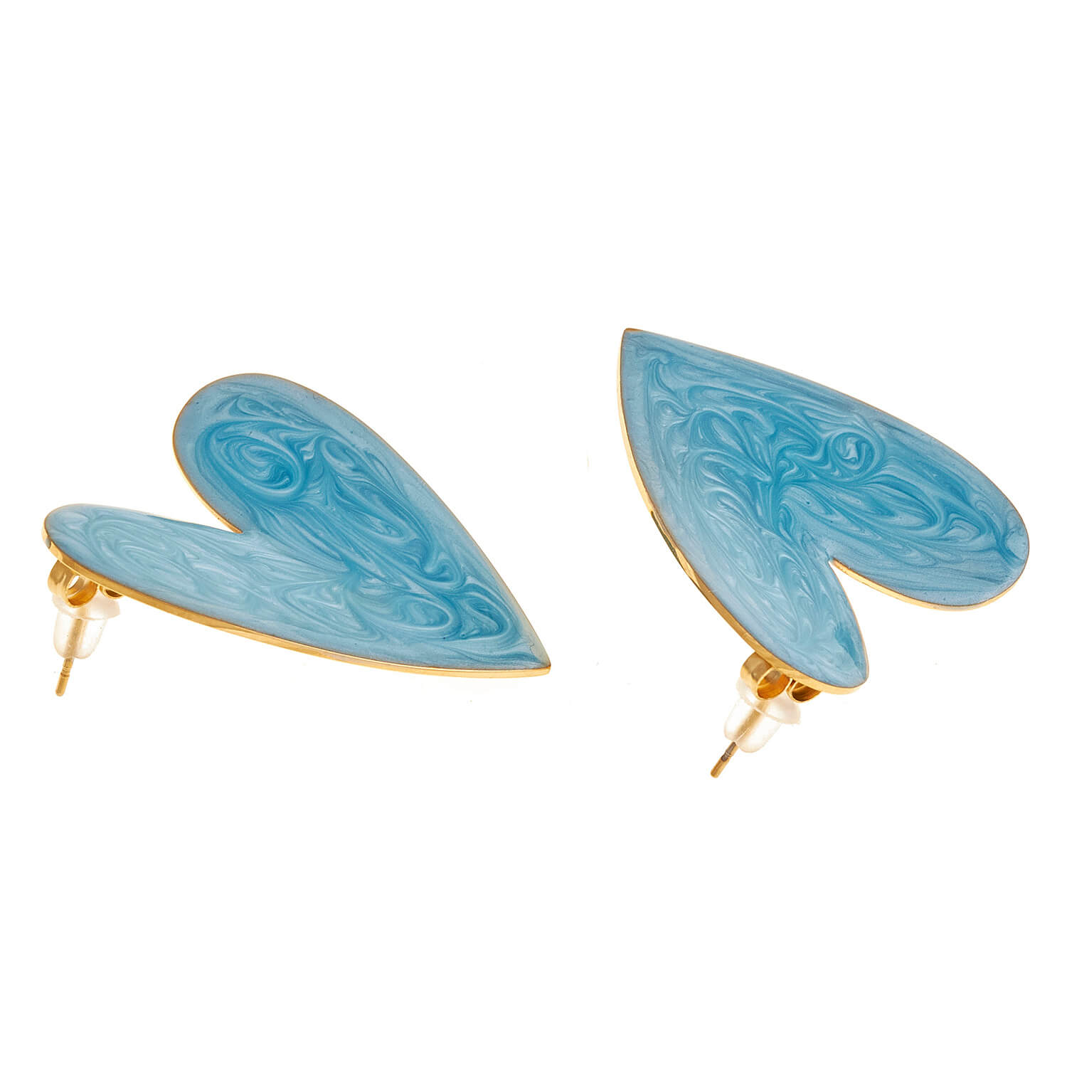 Sequoia Γυναικείο  Υποαλλεργικό σκουλαρίκι με σμάλτο σε σχήμα καρδιά μπλε